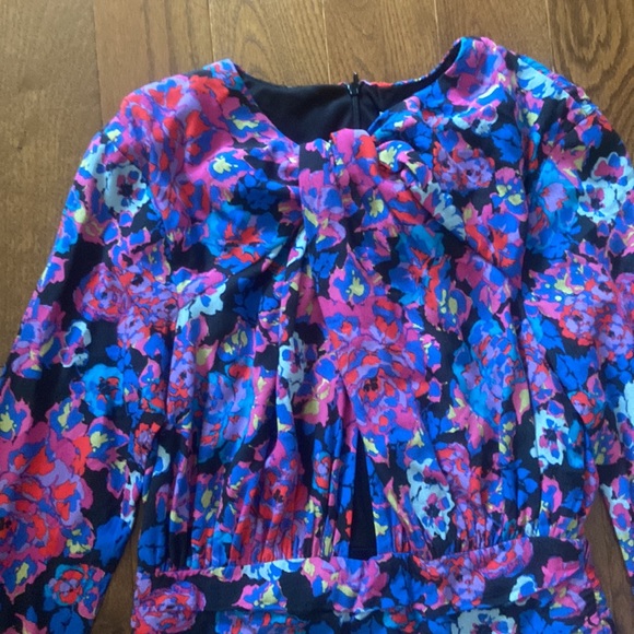 NWT Zara floral long sleeve ruched skirt draped mini dress xs - Picture 9 of 16